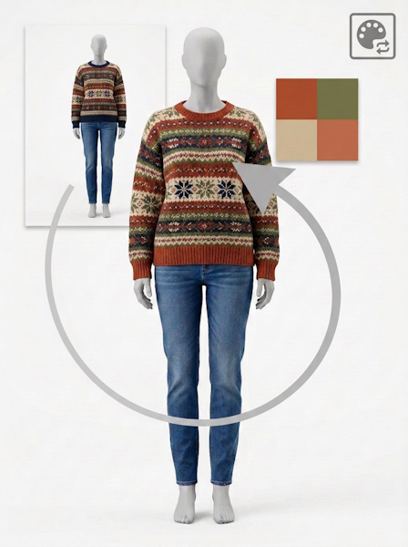 Palette Swap, mehrfarbiges Kleidungsstück in neuer Farbkombination